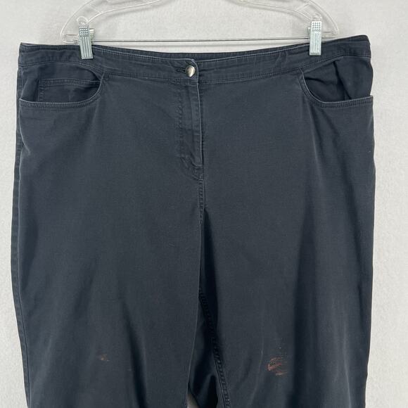 EILEEN FISHER Pants 2X Plus Culotte Capri Stretch Cotton Straight Black - Picture 3 of 15